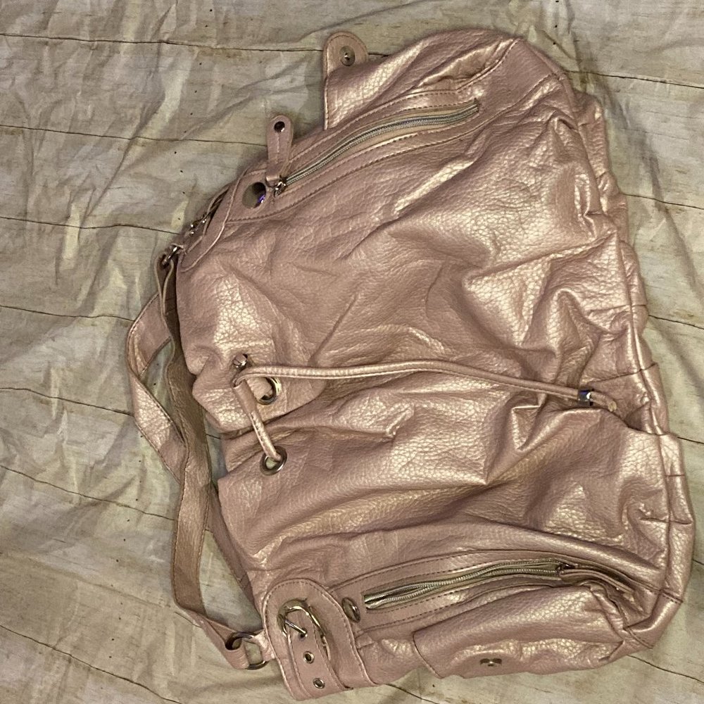 Metallic pink satchel purse